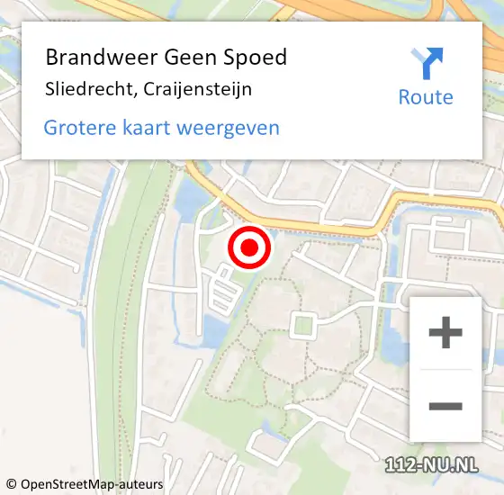 Locatie op kaart van de 112 melding: Brandweer Geen Spoed Naar Sliedrecht, Craijensteijn op 24 februari 2022 21:38
