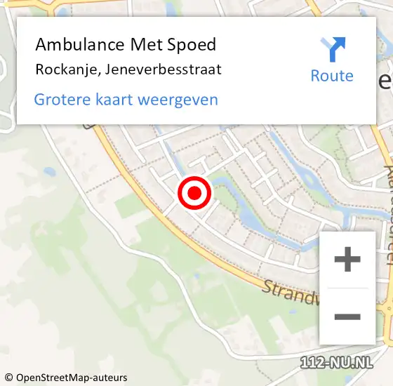 Locatie op kaart van de 112 melding: Ambulance Met Spoed Naar Rockanje, Jeneverbesstraat op 24 februari 2022 21:49