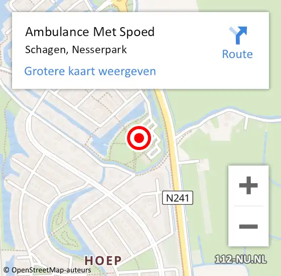 Locatie op kaart van de 112 melding: Ambulance Met Spoed Naar Schagen, Nesserpark op 24 februari 2022 21:50