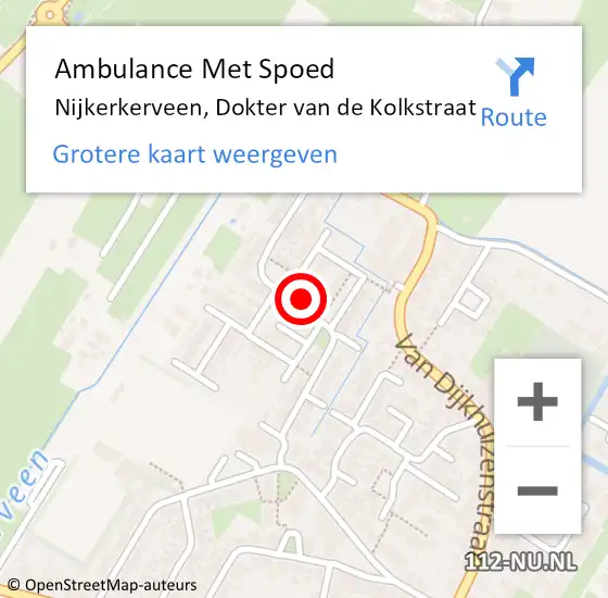 Locatie op kaart van de 112 melding: Ambulance Met Spoed Naar Nijkerkerveen, Dokter van de Kolkstraat op 24 februari 2022 22:31