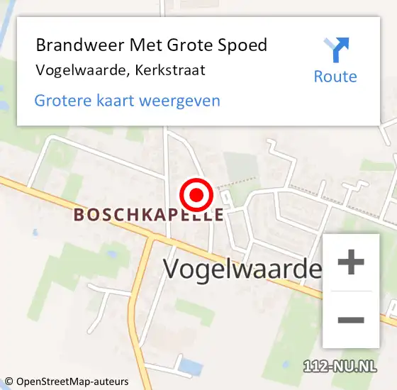 Locatie op kaart van de 112 melding: Brandweer Met Grote Spoed Naar Vogelwaarde, Kerkstraat op 24 februari 2022 23:04