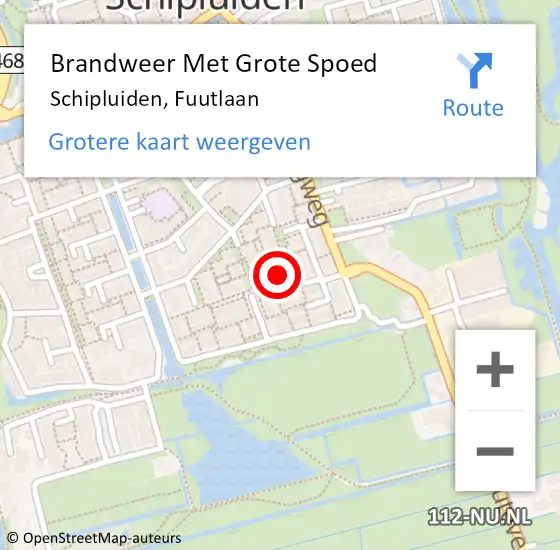 Locatie op kaart van de 112 melding: Brandweer Met Grote Spoed Naar Schipluiden, Fuutlaan op 24 februari 2022 23:08