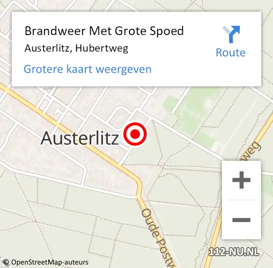 Locatie op kaart van de 112 melding: Brandweer Met Grote Spoed Naar Austerlitz, Hubertweg op 24 februari 2022 23:33