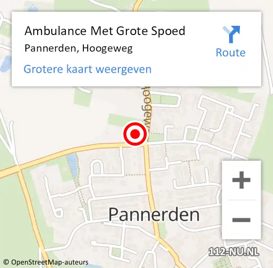 Locatie op kaart van de 112 melding: Ambulance Met Grote Spoed Naar Pannerden, Hoogeweg op 24 februari 2022 23:53