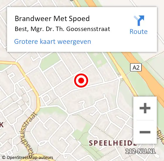 Locatie op kaart van de 112 melding: Brandweer Met Spoed Naar Best, Mgr. Dr. Th. Goossensstraat op 25 februari 2022 00:21