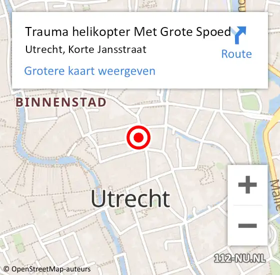 Locatie op kaart van de 112 melding: Trauma helikopter Met Grote Spoed Naar Utrecht, Korte Jansstraat op 25 februari 2022 00:22