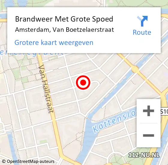 Locatie op kaart van de 112 melding: Brandweer Met Grote Spoed Naar Amsterdam, Van Boetzelaerstraat op 25 februari 2022 00:25