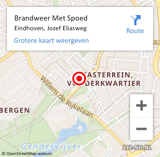 Locatie op kaart van de 112 melding: Brandweer Met Spoed Naar Eindhoven, Jozef Eliasweg op 25 februari 2022 00:50