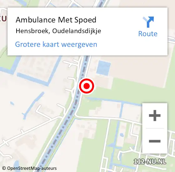 Locatie op kaart van de 112 melding: Ambulance Met Spoed Naar Hensbroek, Oudelandsdijkje op 25 februari 2022 00:59