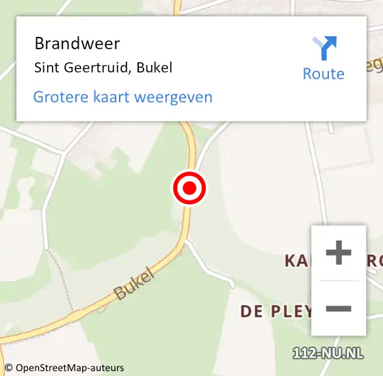 Locatie op kaart van de 112 melding: Brandweer Sint Geertruid, Bukel op 9 juli 2014 13:59