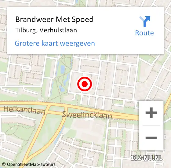 Locatie op kaart van de 112 melding: Brandweer Met Spoed Naar Tilburg, Verhulstlaan op 25 februari 2022 02:43