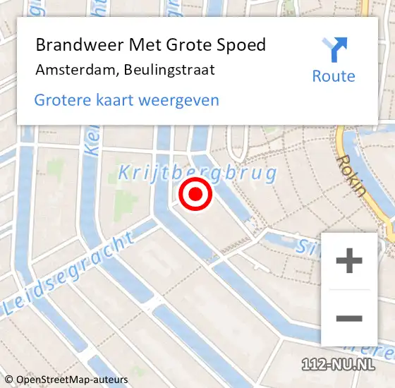 Locatie op kaart van de 112 melding: Brandweer Met Grote Spoed Naar Amsterdam, Beulingstraat op 25 februari 2022 02:53