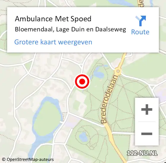 Locatie op kaart van de 112 melding: Ambulance Met Spoed Naar Bloemendaal, Lage Duin en Daalseweg op 25 februari 2022 02:59