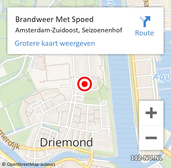 Locatie op kaart van de 112 melding: Brandweer Met Spoed Naar Amsterdam-Zuidoost, Seizoenenhof op 25 februari 2022 03:59