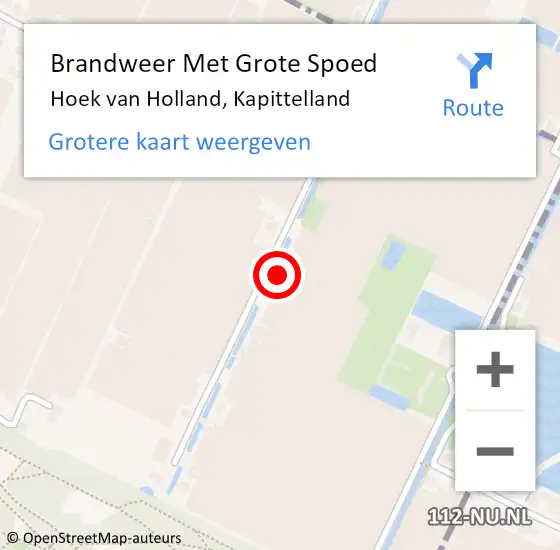 Locatie op kaart van de 112 melding: Brandweer Met Grote Spoed Naar Hoek van Holland, Kapittelland op 25 februari 2022 04:36