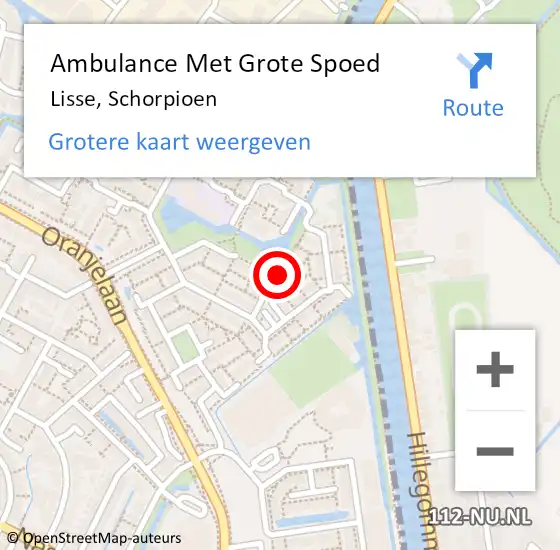 Locatie op kaart van de 112 melding: Ambulance Met Grote Spoed Naar Lisse, Schorpioen op 25 februari 2022 05:36