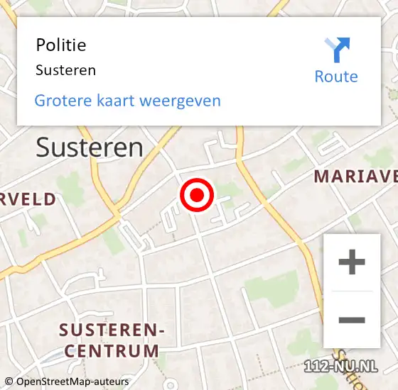 Locatie op kaart van de 112 melding: Politie Susteren op 25 februari 2022 06:46