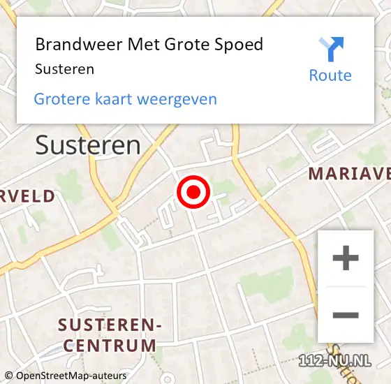 Locatie op kaart van de 112 melding: Brandweer Met Grote Spoed Naar Susteren op 25 februari 2022 06:46