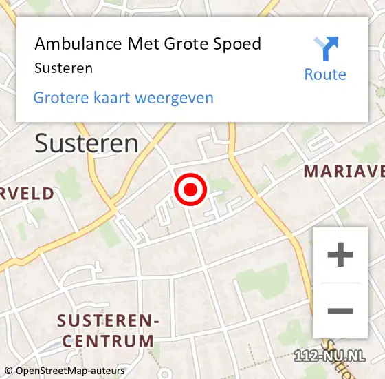 Locatie op kaart van de 112 melding: Ambulance Met Grote Spoed Naar Susteren op 25 februari 2022 06:47