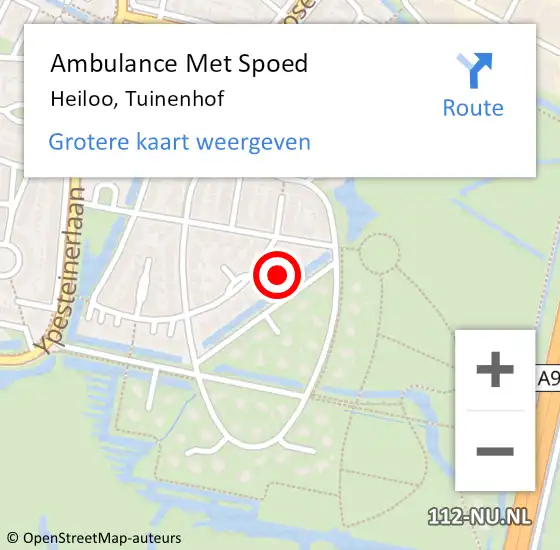 Locatie op kaart van de 112 melding: Ambulance Met Spoed Naar Heiloo, Tuinenhof op 25 februari 2022 06:54