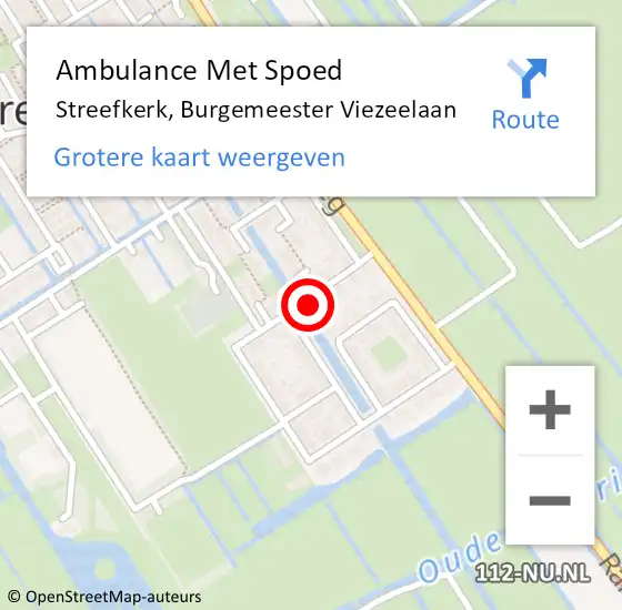 Locatie op kaart van de 112 melding: Ambulance Met Spoed Naar Streefkerk, Burgemeester Viezeelaan op 25 februari 2022 07:29