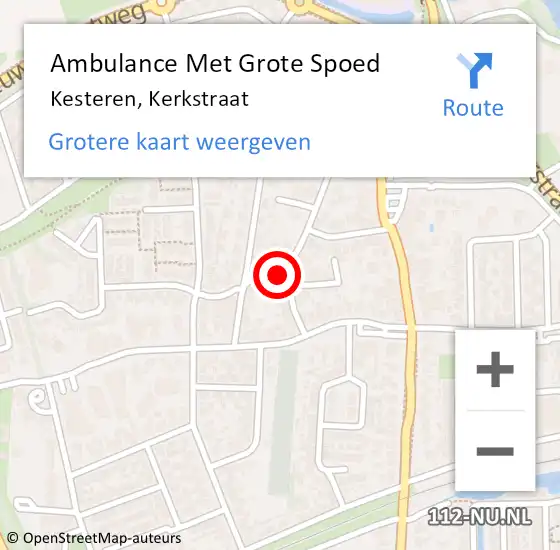 Locatie op kaart van de 112 melding: Ambulance Met Grote Spoed Naar Kesteren, Kerkstraat op 25 februari 2022 07:53