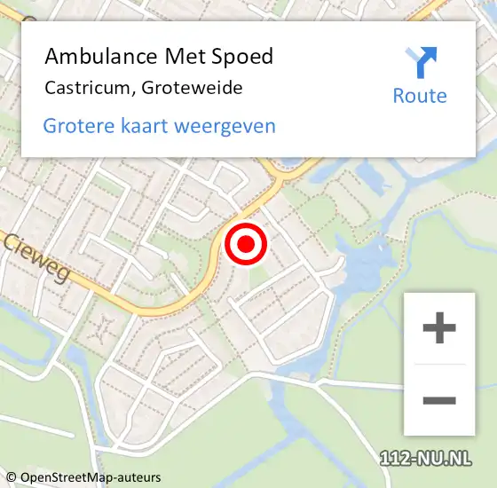 Locatie op kaart van de 112 melding: Ambulance Met Spoed Naar Castricum, Groteweide op 25 februari 2022 07:56