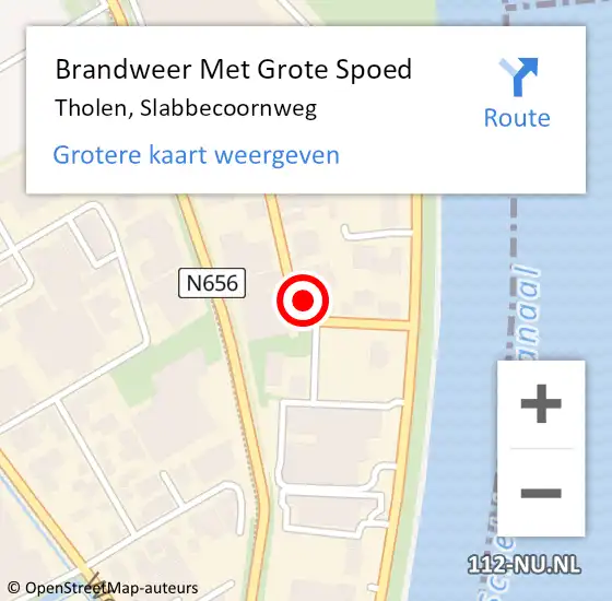 Locatie op kaart van de 112 melding: Brandweer Met Grote Spoed Naar Tholen, Slabbecoornweg op 25 februari 2022 08:10