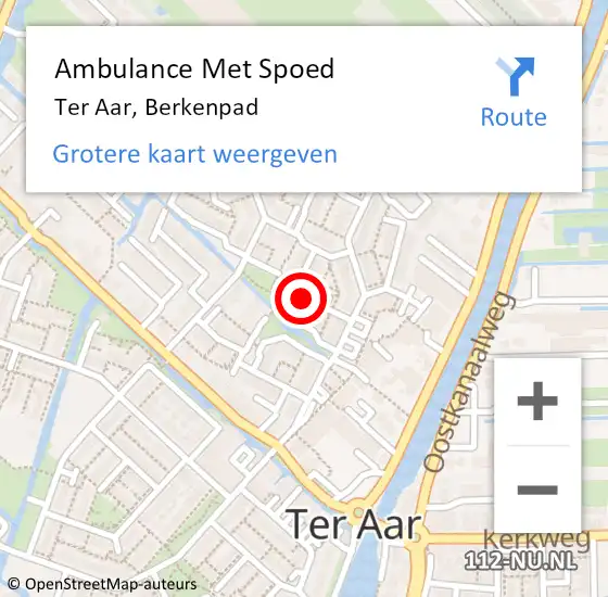 Locatie op kaart van de 112 melding: Ambulance Met Spoed Naar Ter Aar, Berkenpad op 25 februari 2022 08:17