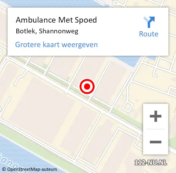 Locatie op kaart van de 112 melding: Ambulance Met Spoed Naar Botlek, Shannonweg op 25 februari 2022 08:31