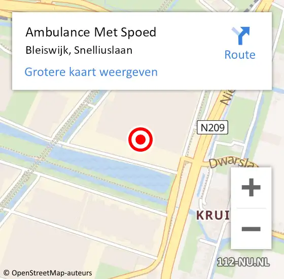 Locatie op kaart van de 112 melding: Ambulance Met Spoed Naar Bleiswijk, Snelliuslaan op 25 februari 2022 08:46