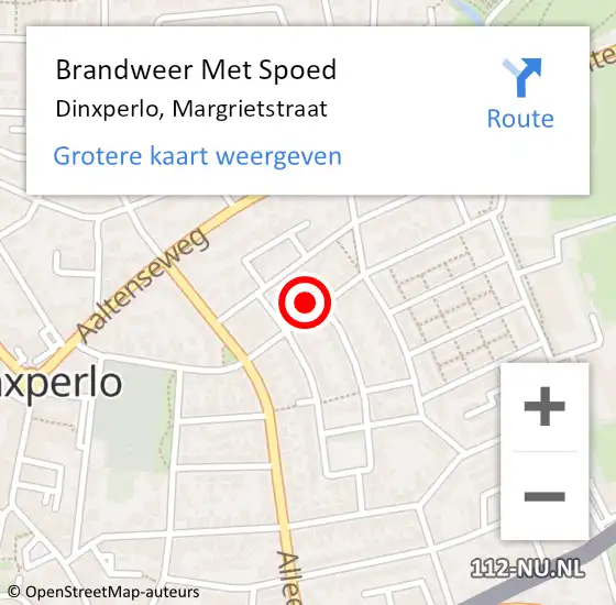 Locatie op kaart van de 112 melding: Brandweer Met Spoed Naar Dinxperlo, Margrietstraat op 25 februari 2022 08:50