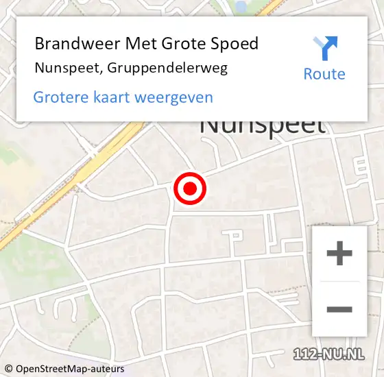 Locatie op kaart van de 112 melding: Brandweer Met Grote Spoed Naar Nunspeet, Gruppendelerweg op 25 februari 2022 09:29