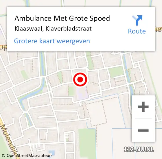 Locatie op kaart van de 112 melding: Ambulance Met Grote Spoed Naar Klaaswaal, Klaverbladstraat op 25 februari 2022 09:42