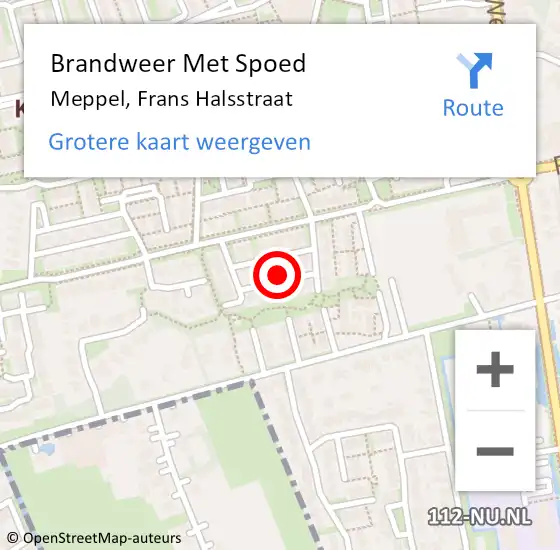 Locatie op kaart van de 112 melding: Brandweer Met Spoed Naar Meppel, Frans Halsstraat op 25 februari 2022 09:53