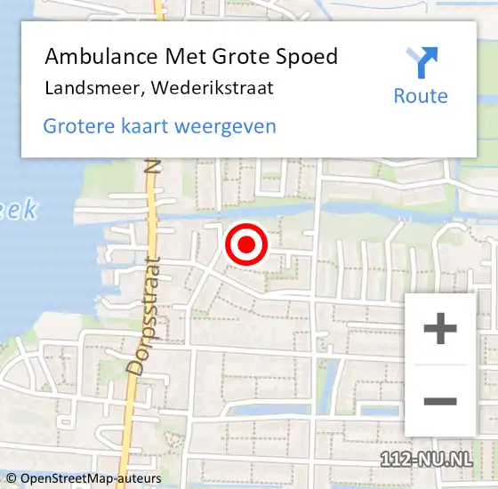 Locatie op kaart van de 112 melding: Ambulance Met Grote Spoed Naar Landsmeer, Wederikstraat op 25 februari 2022 10:02