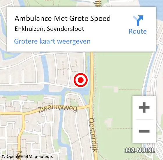 Locatie op kaart van de 112 melding: Ambulance Met Grote Spoed Naar Enkhuizen, Seyndersloot op 25 februari 2022 10:10