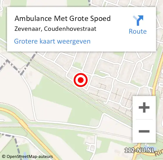 Locatie op kaart van de 112 melding: Ambulance Met Grote Spoed Naar Zevenaar, Coudenhovestraat op 9 juli 2014 14:21