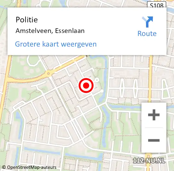 Locatie op kaart van de 112 melding: Politie Amstelveen, Essenlaan op 9 juli 2014 14:23