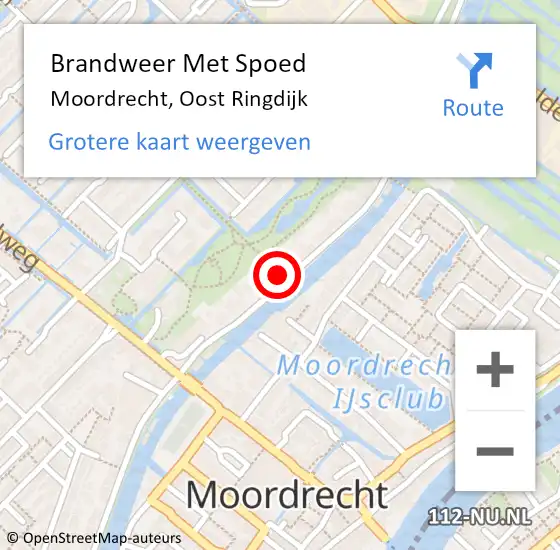 Locatie op kaart van de 112 melding: Brandweer Met Spoed Naar Moordrecht, Oost Ringdijk op 25 februari 2022 10:33