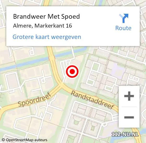 Locatie op kaart van de 112 melding: Brandweer Met Spoed Naar Almere, Markerkant 16 op 25 februari 2022 10:57