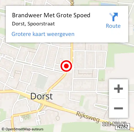 Locatie op kaart van de 112 melding: Brandweer Met Grote Spoed Naar Dorst, Spoorstraat op 25 februari 2022 11:01