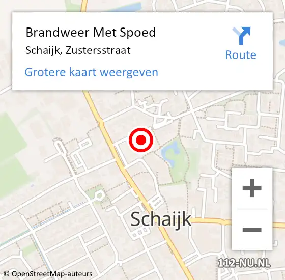 Locatie op kaart van de 112 melding: Brandweer Met Spoed Naar Schaijk, Zustersstraat op 25 februari 2022 11:19