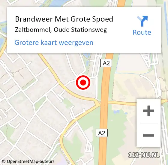 Locatie op kaart van de 112 melding: Brandweer Met Grote Spoed Naar Zaltbommel, Oude Stationsweg op 25 februari 2022 11:49