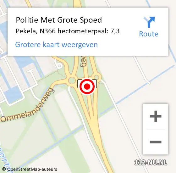 Locatie op kaart van de 112 melding: Politie Met Grote Spoed Naar Pekela, N366 hectometerpaal: 7,3 op 25 februari 2022 11:55