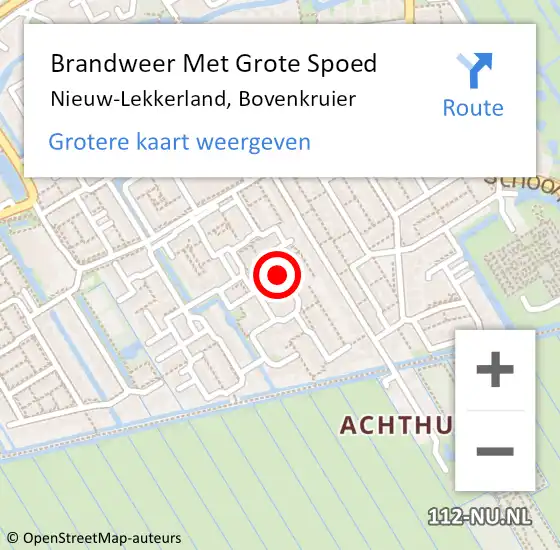 Locatie op kaart van de 112 melding: Brandweer Met Grote Spoed Naar Nieuw-Lekkerland, Bovenkruier op 25 februari 2022 11:59