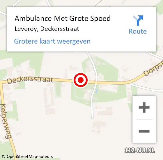 Locatie op kaart van de 112 melding: Ambulance Met Grote Spoed Naar Leveroy, Deckersstraat op 25 februari 2022 12:02
