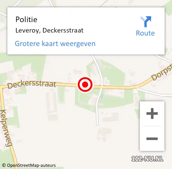 Locatie op kaart van de 112 melding: Politie Leveroy, Deckersstraat op 25 februari 2022 12:10