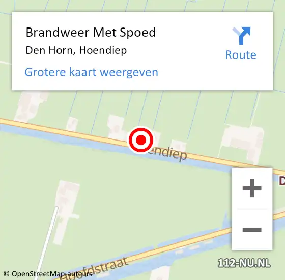 Locatie op kaart van de 112 melding: Brandweer Met Spoed Naar Den Horn, Hoendiep op 9 juli 2014 14:33