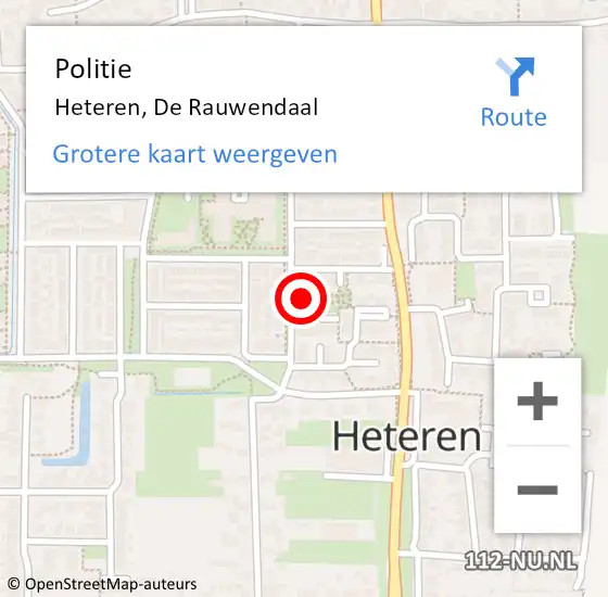 Locatie op kaart van de 112 melding: Politie Heteren, De Rauwendaal op 25 februari 2022 12:34